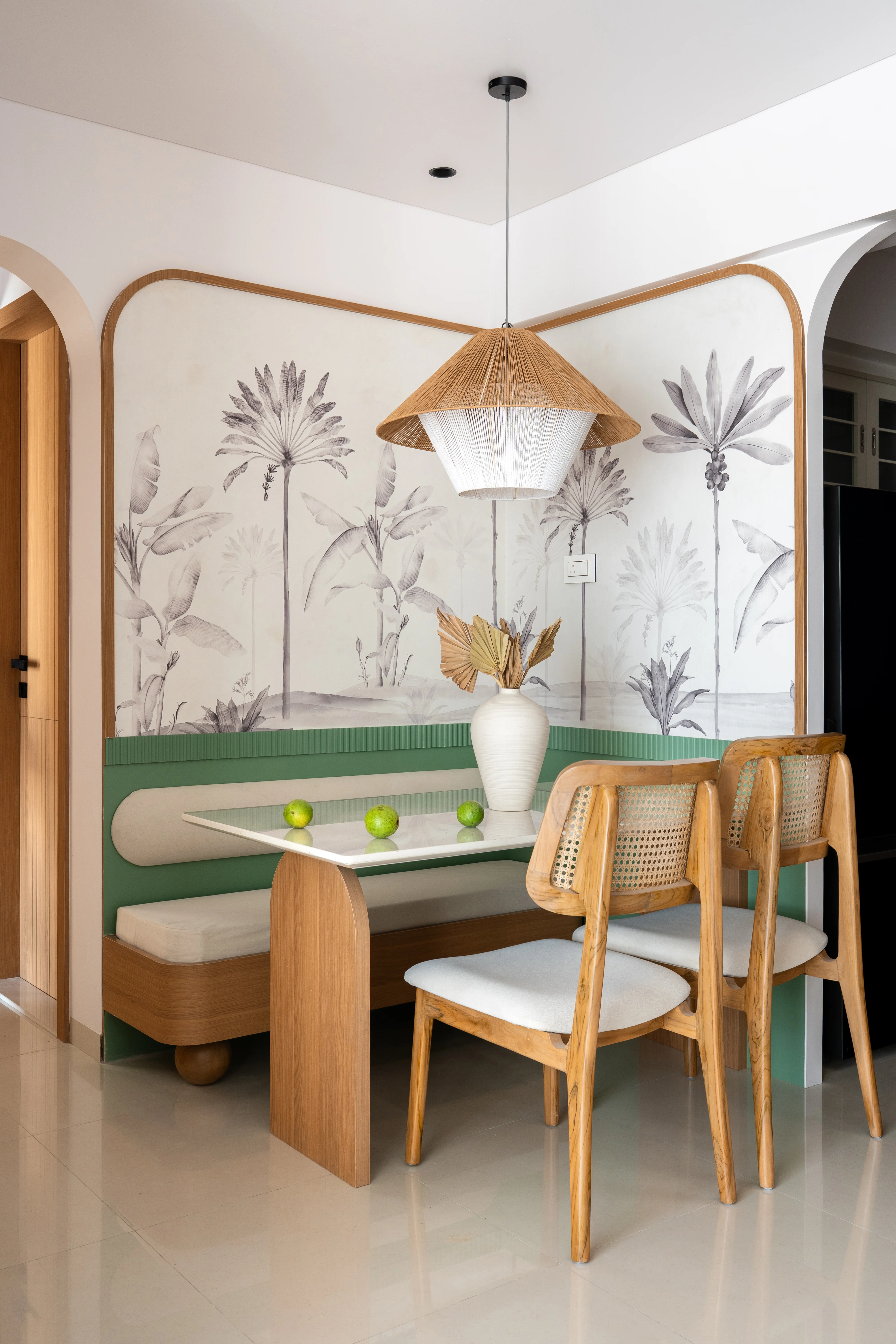 The Calm Nest — Dining nook detail, studio raama residential interior, Pune