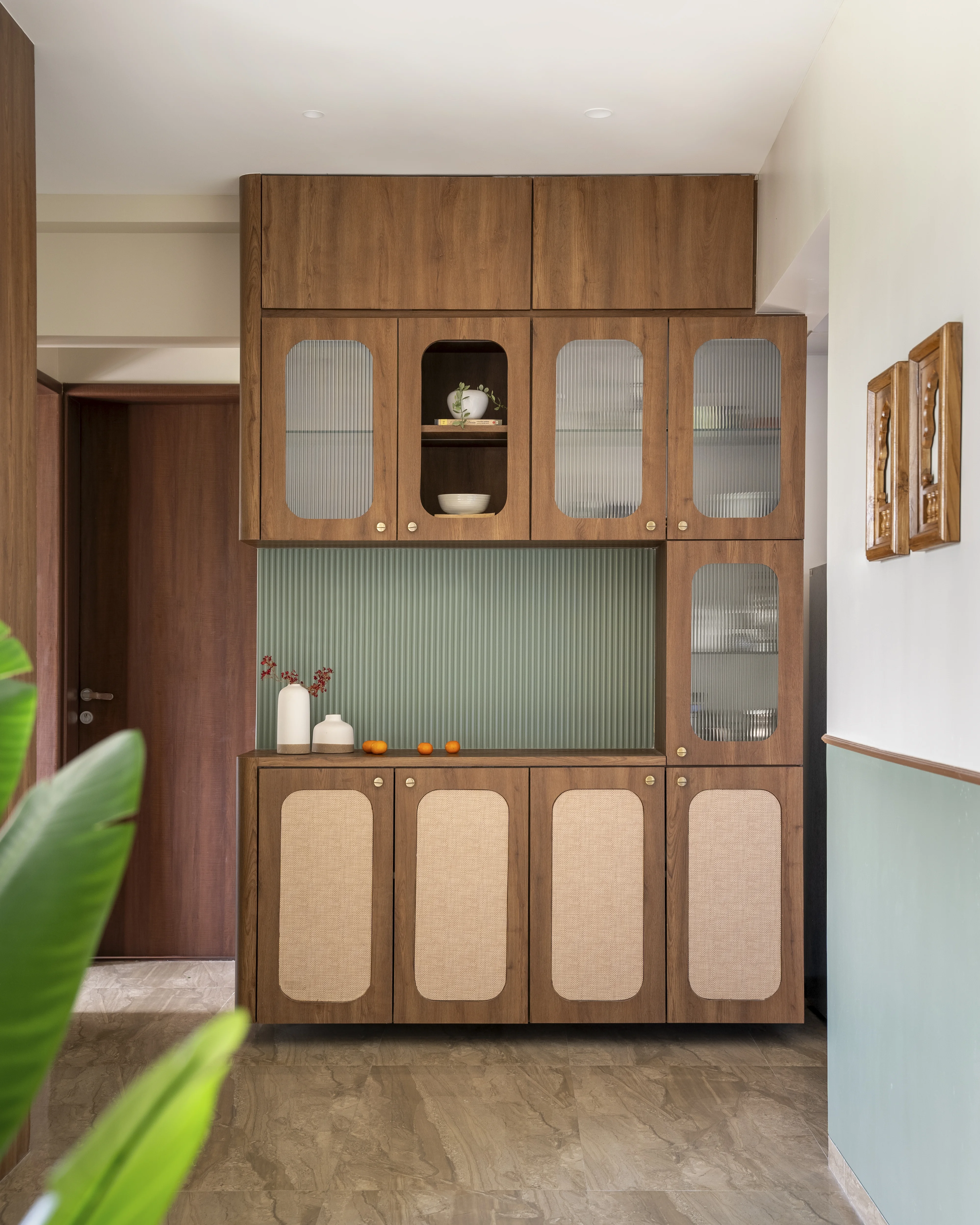 The Earthy Abode — Entrance with handcrafted accents, studio raama, Pune