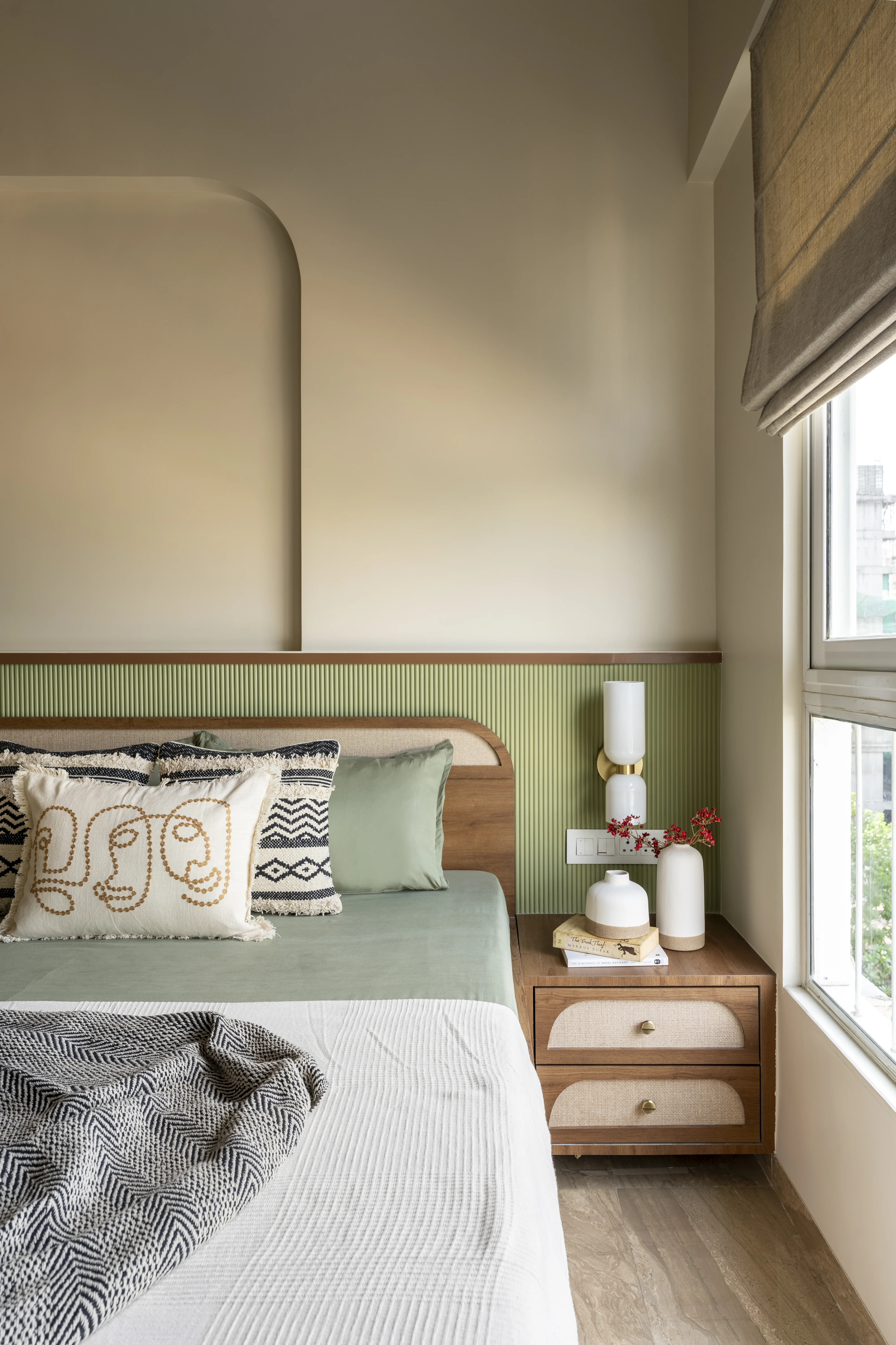 The Earthy Abode — Handcrafted interior detail, warm nostalgic palette, studio raama, Pune